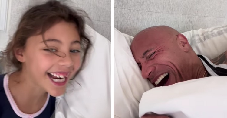 Dwayne Johnson Gets Hilariously Rude Awakening From Daughter Holding A Water Balloon.